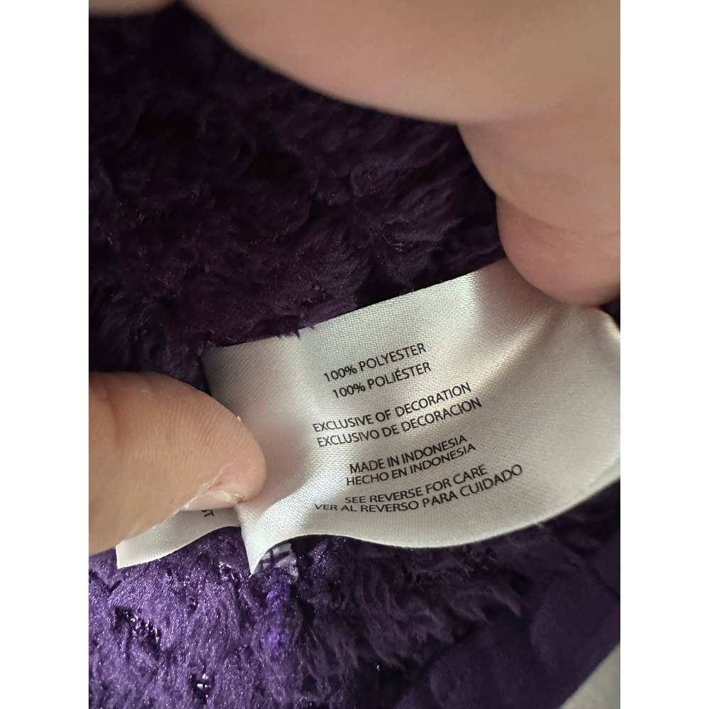 Eddie Bauer Fleece Pullover Womens Medium Purple Snap Neck Honeycomb Textured - Picture 6 of 6